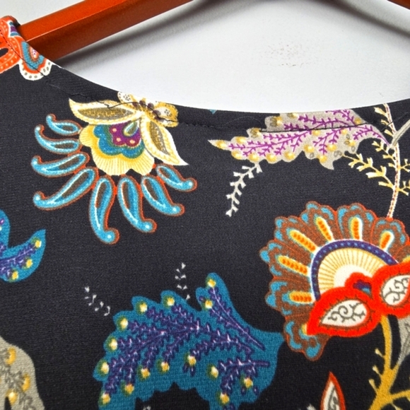 KAILEIGH Floral Romper Shorts Multicolor Black Womens Size XL Travel Comfy Soft - Picture 5 of 13